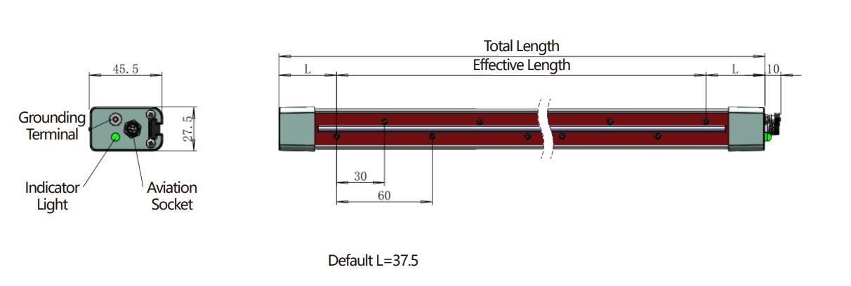 QP-F66 DC  static eliminator bar size